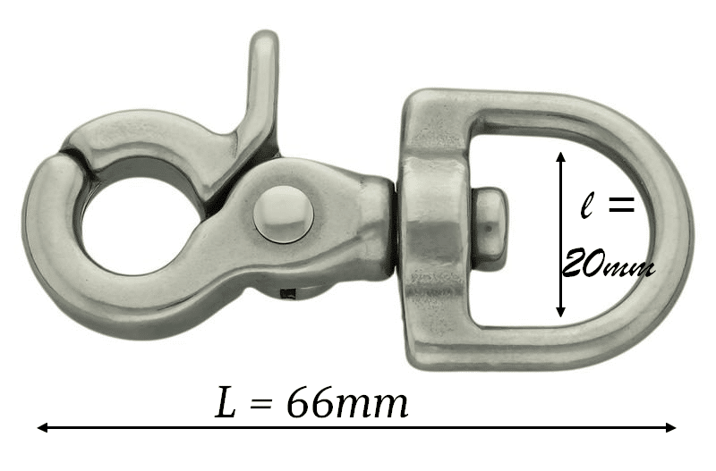 Mousqueton mexicain en inox 20mm