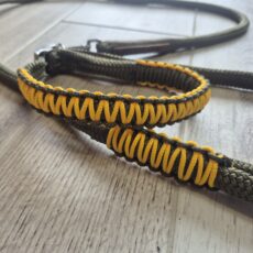 Collier pour chien réglable + laisse 1m50 kaki macramé miel