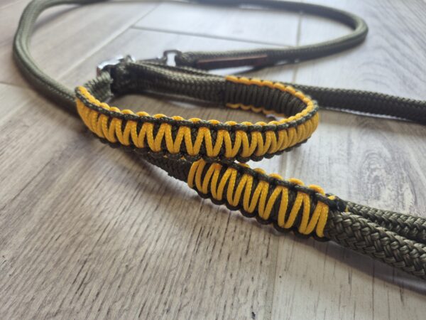 Collier pour chien réglable + laisse 1m50 kaki macramé miel