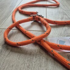 Collier réglable chien + laisse 1m50 orange réfléchissant