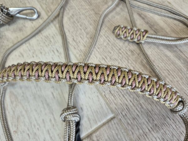 CHEVAL licol bronze tressé mely bronze or et rose gold + rênes 3m – Image 2