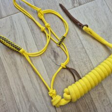 COB Licol jaune macramé gris foncé + longe 3.70m