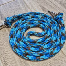 Rênes 2,50 mètres bleu roi turquoise et marron